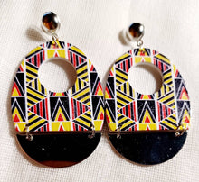 Load image into Gallery viewer, Wood and metal Abstract Boho Clip On Dangle Earrings
