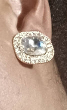 Load image into Gallery viewer, Chunky Crystal Stud Clip On Earrings silver
