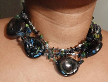 Load image into Gallery viewer, Hand Blown Glass Collar Necklace &amp; Clip On Earrings Set
