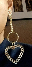 Load image into Gallery viewer, Handmade Gold Metal chain heart Hoop Clip On Earrings
