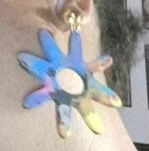 Load image into Gallery viewer, Handpainted Abstract Clip On Adinkra Symbol Afrocentric Wooden Earrings
