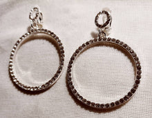 Load image into Gallery viewer, Rhinestone Hoop Clip On Earrings silver
