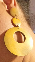 Load image into Gallery viewer, Handmade Chunky Wooden Hoop Clip On Earrings brown
