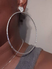 Load image into Gallery viewer, Large gold Metal and rhinestone Hoop Clip On Earrings
