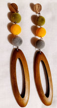 Load image into Gallery viewer, Handmade  Wood and velvet Boho Hoop  Earrings (pierced ears)

