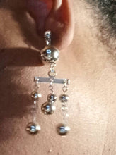Load image into Gallery viewer, Small silver Ball Dangle Clip On Earrings
