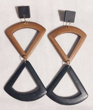 Load image into Gallery viewer, Handmade Minimalist 2 tone wooden Earrings pierced ears
