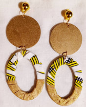 Load image into Gallery viewer, Handmade handpainted Afrocentric Ankara Fabric Hoop Clip on Earrings
