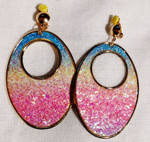 Load image into Gallery viewer, Large glitter Hoop Clip On Earrings Gold
