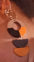 Load image into Gallery viewer, Handmade Minimalist 3 tone wooden Earrings (pierced ears)
