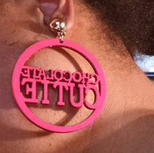 Load image into Gallery viewer, Unique  afrocentric Statement Wood Clip On Earrings Chocolate Cutie
