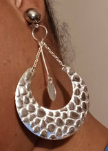 Load image into Gallery viewer, Hammered Metal Hoop Clip On Earrings Silver
