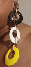 Load image into Gallery viewer, Handmade Abstract Pop Art Acrylic Statement Earrings (pierced ears) 7 inch
