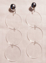 Load image into Gallery viewer, Handmade Minimalist Large clear acrylic Disc Earrings pierced ears
