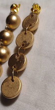 Load image into Gallery viewer, Handmade Gold wooden Ball Dangle Clip On Earrings

