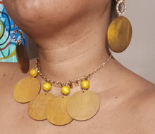 Load image into Gallery viewer, Handmade Wooden Bead Necklace and Clip-on Earring Set
