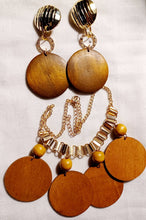 Load image into Gallery viewer, Handmade Wooden Bead Necklace and Clip-on Earring Set
