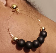 Load image into Gallery viewer, Handmade Chunky Wooden Ball Clip On  Hoop Earrings brown
