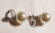 Load image into Gallery viewer, Large Classic Pearl Stud Clip On Earrings screw back
