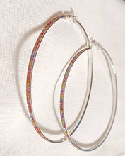 Load image into Gallery viewer, Xl colorful Rhinestone Hoop Earrings pierced ears
