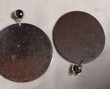 Load image into Gallery viewer, Large 3 inch  Wooden Disc Clip on Earrings Silver
