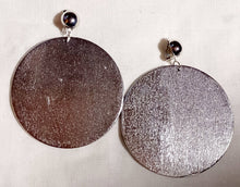 Load image into Gallery viewer, Large 3 inch  Wooden Disc Clip on Earrings Silver
