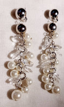 Load image into Gallery viewer, Handmade beaded faux pearl Grapevine Cluster Clip On Earrings
