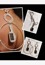 Load image into Gallery viewer, Handmade Rhinestone Afro comb Clip on Earrings and necklace set
