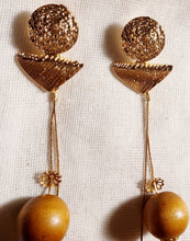 Load image into Gallery viewer, Handmade  Extra large wooden Ball Dangle Earrings pierced ears
