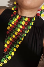 Load image into Gallery viewer, Handpainted Cowrie Shell Bib Necklace &amp; Earrings - Extra Large, Runway Style
