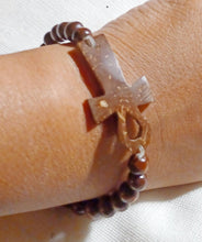 Load image into Gallery viewer, Mens Ankh Wood Bead Bracelet Set brown
