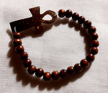 Load image into Gallery viewer, Mens Ankh Wood Bead Bracelet Set brown
