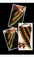 Load image into Gallery viewer, Handpainted Cowrie Shell Bib Necklace &amp; Earrings - Extra Large, Runway Style
