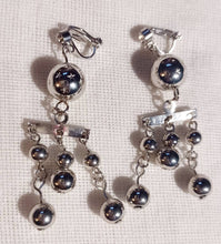 Load image into Gallery viewer, Small silver Ball Dangle Clip On Earrings

