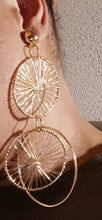 Load image into Gallery viewer, Handmade Long Gold Metal Multi Hoop Clip On Earrings 5 inch
