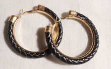 Load image into Gallery viewer, Braided faux leather hoop Earrings pierced ears
