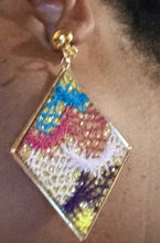 Load image into Gallery viewer, Handmade glitter and net Clip On Dangle Earrings
