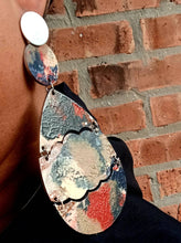 Load image into Gallery viewer, Handpainted abstract Design Wooden Earrings pierced ears
