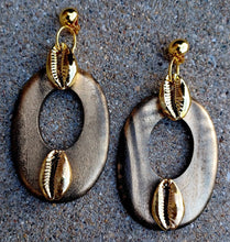 Load image into Gallery viewer, Abstract Handpainted Wooden Clip On Earrings, Unique Statement Jewelry
