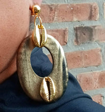 Load image into Gallery viewer, Abstract Handpainted Wooden Clip On Earrings, Unique Statement Jewelry
