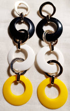 Load image into Gallery viewer, Handmade Abstract Pop Art Acrylic Statement Earrings (pierced ears) 7 inch
