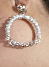 Load image into Gallery viewer, Small Metal Chain  and rhinestone Dangle Clip On Earrings
