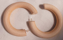 Load image into Gallery viewer, Extra Large Giant chunky Natural Wood  Hoop Earrings unhandpainted 3 inch
