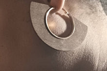 Load image into Gallery viewer, Medium sized Wood and Metal Hoop Earrings brown
