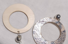 Load image into Gallery viewer, Faux Snakeskin Hoop Clip On Earrings beige and black
