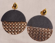 Load image into Gallery viewer, Handmade Natural Wood and Metal Clip On Earrings

