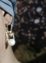Load image into Gallery viewer, Small Minimalist faux pearl hoop earrings (pierced ears)
