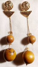 Load image into Gallery viewer, Handmade  Extra large wooden Ball Dangle Earrings pierced ears
