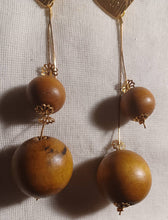 Load image into Gallery viewer, Handmade  Extra large wooden Ball Dangle Earrings pierced ears
