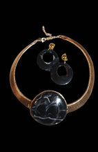 Load image into Gallery viewer, Chunky Gold and acrylic Necklace Set with clip on earrings New
